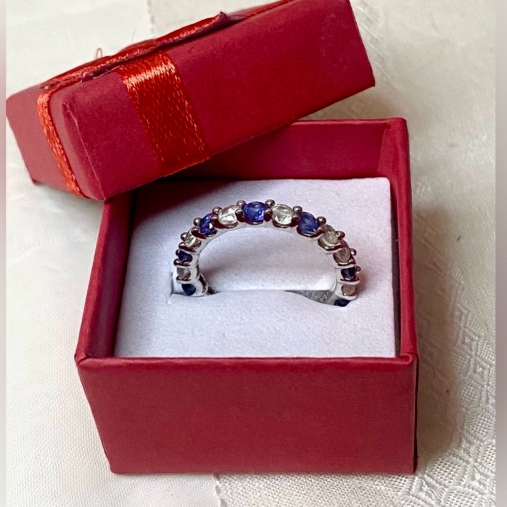 Levian Sapphire Sterling Silver Eternity Band - Picture 11 of 14